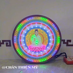 Hào Quang Led 8 Chương Trình Quan Thế Âm Bồ Tát Đèn Trang Trí Bàn Thờ Treo Cùng Tượng Phật HQ-8CT-06