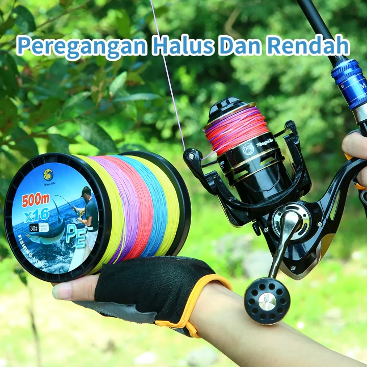 Bingolife PE X12 X16 Senar Pancing Laut Senar Kepang Senar PE Senar Utama 500m Senar Pancing Tahan Aus Joran Laut