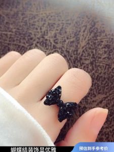 Nữ Thời Trang Sành Điệu Màu Đen Nơ Nhẫn Cà Vạt Sinh Viên Nhẫn Đeo Ngón Tay Chỉ Số Đảng Sang Trọng Thiết Kế Nhẫn Đá Quý Hợp Kim Phong Cách Mới Cao Cấp