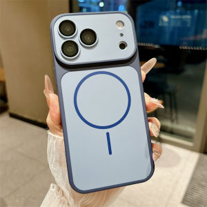 Luxury Large Window Lens Protector Magnetic Matte Case for iPhone 17 Air 16 15 14 13 Pro Max For Magsafe Shockproof Bumper Cover