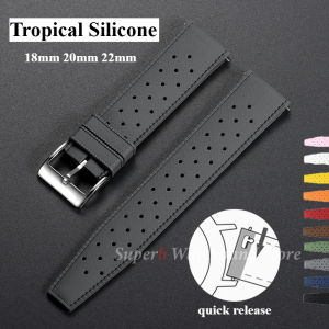 Tropic Silicone Watch Band 18mm 20mm 22mm Rubber Watch Strap for Huawei GT2/3/4 Quick Release Soft Diving Waterproof Bracelet
