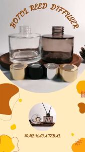 Botol Reed Diffuser 50ml Kaca Tebal Hitam Dan Bening Vas Pot + Cap + Stopper