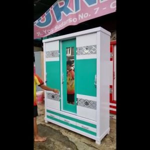 (FREE ONGKIR) Lemari Pakaian Sliding/ Sleding 3 Pintu