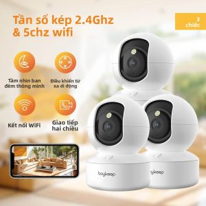 Camera Thú Cưng Boykeep 3MP Bộ 3 Chiếc Có WiFi 5G/2.4GHz 360 °   Camera An Ninh Trong Nhà Tầm Nhìn Ban Đêm Xoay Và Nghiêng Âm Thanh Hai Chiều Điều Khiển Qua Ứng Dụng Điện Thoại