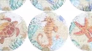 8-Piece Set of Diamond Painting Coasters (with Holder) DIY Blue and White Porcelain Patterned Diamond Painting Coasters Suitab