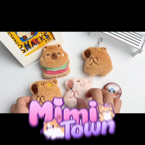𐙚 (Bóp kêu) Cặp đôi Móc khoá gấu bông capybara hồng nâu mini đeo túi dễ thương quà tặng chít chít