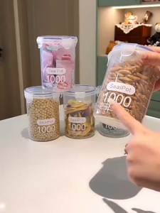 Hũ nhựa trong suốt đựng thực phẩm hũ đựng sữa hạt bột ngũ cốc nhà bếp hũ đựng đồ ăn đủ để