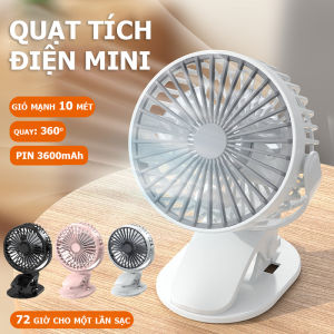 Quạt Mini kẹp bàn Tích Điện êm ái an toàn- D1394