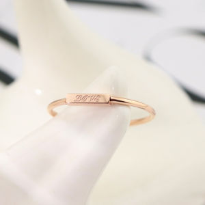 Simple Luxury Small Square Titanium Steel Rose Gold Ring
