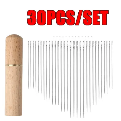 30pcs/set Blind Needle Home Elderly Needle-side Hole Household Stainless Steel Tail Sewing Needles DIY Apparel Accessories