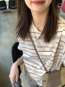CHOEFULYN | Laid-back Style Loose Striped T-Shirt