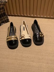 cute mary jane low heel two strap leather loafers slide plain slip on doll shoes for women