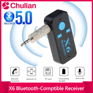 X6 Bluetooth-Comptible Receiver 3.5mm Aux Jack USB Wireless Audio Adapter Handsfree Support TF Card MIC Call Mp3 Player Bluetoot
