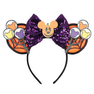 Disney | 2025 Halloween Hair Bows Mickey Mouse Ears Headband Girls Festival Sequins Bow For Women Girl Party Cosplay Hairband Gift Kids