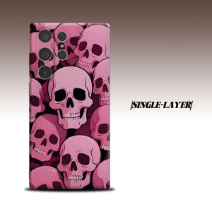 Pink Skull Cartoon For Samsung Galaxy S26 S25 S24 A56 A36 Dual Layer Luxury Fashion Full Lens Protective Case