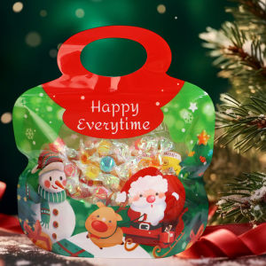 【On Sale】5Pcs ถุงซีลคริสต์มาสการ์ตูนพร้อมที่จับถุงซานตาคริสต์มาสกระเป๋ามีซิปสำหรับลูกอม