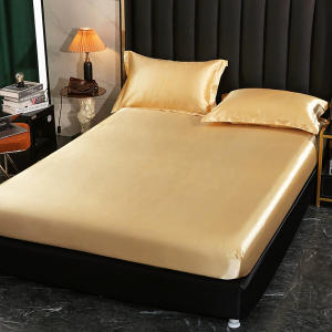 HOYAA Cooling Silk Bedsheet Hypoallergenic Smooth Satin Silky Full Garterized Fitted Bedsheets