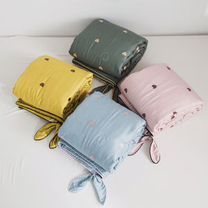 Summer Double-Sided Lyocell Modal Air Conditioner Quilt Embroidered Cute Princess Style Heart Stitch Cool Feeling Light Weighted Blanket