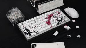 128 keys Raven Sakura Keycaps Dye-Sub Cherry Profile Cute Anime Keycaps Side Shine Through PBT Keycap For Mechanical Keyboard