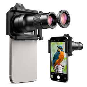 APEXEL 2 in 1 Telemacro Lens Kit 6X Telephoto Lens & 150mm Macro Lens with Universal Lens Clip for iPhone and Andriod Phones