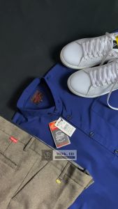 Kemeja Polos Pria Lengan Panjang Warna Navy Biru Tua Slimfit Casual Hem Pria Panjang Formal