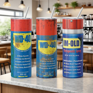 20oz tumbler 600ml Spray Can Tumbler with Lid & Stainless Straw | WD-40 Inspired & IM-OLD Parody Insulated Mug