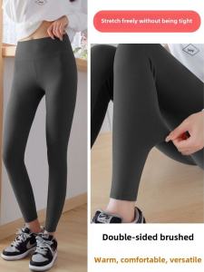 High Waist Autumn Pants Womens Base Layer Pants Velvet Warm Slimming Abdomen Leggings Long Pants Polyester Fiber