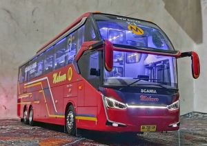 miniatur bus Pandawa 87 full lampu Leed bus mainan anak trending telolet basuri