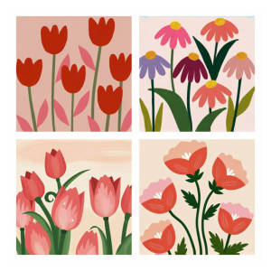 Bộ Tranh Sơn Dầu Số Hóa Tự Làm 4 Bức Tranh Hoa Tulip HUACAN Họa Tiết Hoa Tulip Dành Cho Người Lớn Dễ Làm Bộ Dụng Cụ Vẽ Acrylic Trang Trí Tường Nhà Thân Thiện Với Người Mới Bắt Đầu