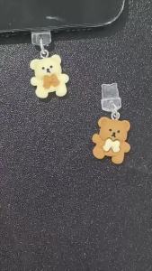 1/5Pcs Cute Bear Phone Dust Plug Decorative Accessories for iPhone Samsung Xiaomi Huawei Type C Charging Port Cover