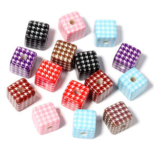 10pcs Acrylic Square Shape Beads 14mm Mixed Color Loose Spacer Beads for Jewelry Making DIY Handmade Bracelet Necklace Findings