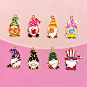 Thanksgiving Christmas Cartoon Dwarf Alloy Oil Drop DIY Jewelry Accessories Bracelet Keychain Pendant Festive Decorations