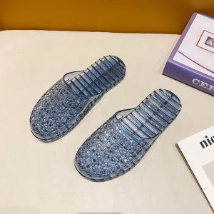 Dép Nữ Mùa Hè Phong Cách Mới Chống Trơn Trượt Pha Lê Đáy Dày Khoét Hở Giày Trong Nhà Sử Dụng Tại Nhà Bằng Giản Lông Tơ dép Đi Trong Nhà