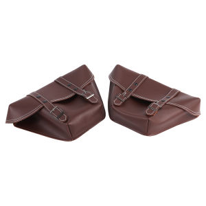 1 Pair Motorcycle Side Saddle Bag PU Leather Classic Motorbike Tool Saddlebag For Universal Cafe Racer Honda CB Custom Japstyle