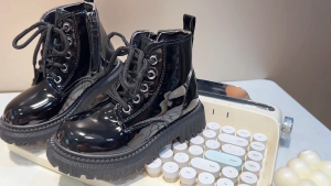 LUCKIDS fashion school black casual boots for kids girls leather barbie boots with heel 1-3cm size 20-31