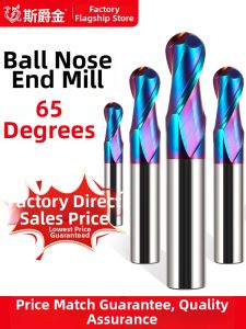 Stainless Steel 65 Degree Tungsten Carbide Ball End Mill 2 Blades