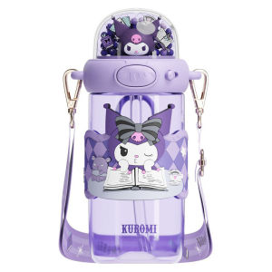 X&W for Sanrio Cartoon Straw Water Cup My Melody/Hello Kitty/Kuromi Leak-proof Childrens Water Bottle Space Cup for Girls Gifts