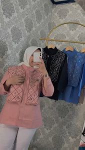 Kemeja Bordir Bahan Linen Atasan Jumbo Wanita Blouse Wanita Korean Style