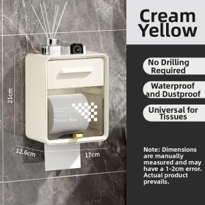 CHIJIAJIE | Wall-Mounted Drill-Free Waterproof Large Capacity Toilet Paper Holder