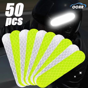 50Pcs Helmet Warning Reflective Stickers Night Safety Driving Accessories Fluorescent Decorative Stickers Bicycle Motorcycle Car Decal