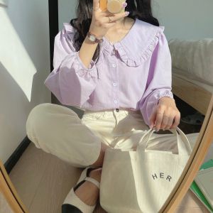 Milky Yellow Long Sleeves Shirt Womens Spring French Style Retro Style Fashionable Col Claudine Top Stylish Niche Style Chic Shirt