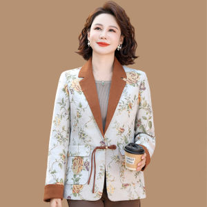 New Chinese Style Autumn Fashion Casual Womens Jacket Coat Middle-Aged And Elderly Spring Autumn Short Outerwear Coat