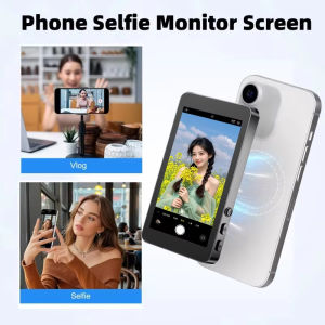 Kebidumei Phone Selfie Monitor Screen Wireless Ma-gnetic Mount 4K HD 4 inch Vlog Selfie Monitor Screen Mirroring for Phone Selfie Auxiliary Equipment