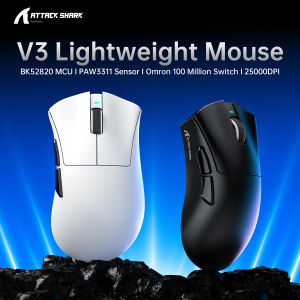 ATTACK SHARK | Attack Shark V3 Gaming Mouse Tri-Mode Bluetooth Wireless PAW3311&25000 DPI 1KHz Polling RateLightweight 65g 500mAh Battery