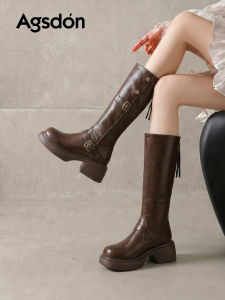 Agsdon | Thick Sole Summer Suitable Knight Pile High Riding Boots