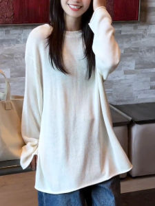 SUOXIMENG | Loose Casual Large Size White Round Neck Sleeveless Pure Color Knitted Sweater For Women Autumn New Style Daily Match Commuting