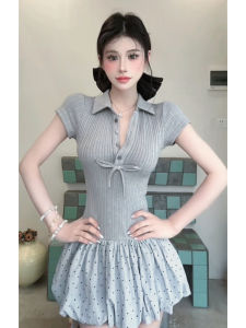 Karrar betsey | Knit Grey Flower Bud Dress Summer Pretty