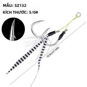 PROBEROS 2Set Jig Assist Hooks Móc Câu Cá Bằng Thép Carbon Cao Có Gai Đôi Với Váy Ngựa Vằn Silk Teaser Để Câu Cá Ngoài Khơi Nước Mặn