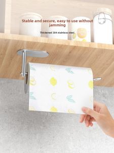 Kitchen Paper Towel Rack No Drilling Cloth Storage Holder Wall Mounted Cabinet Special Paper Roll Holder Nordic Style Pure Color