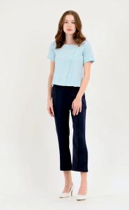 Krizia Waffle Cotton Squareneck Button Down Blouse Top